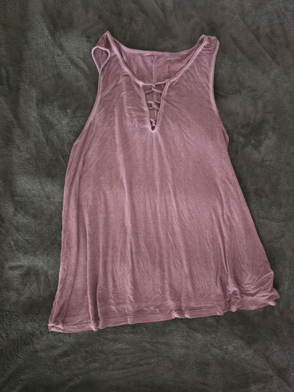American Eagle Outfitters Mauve Lace-Up V-Neck Tank